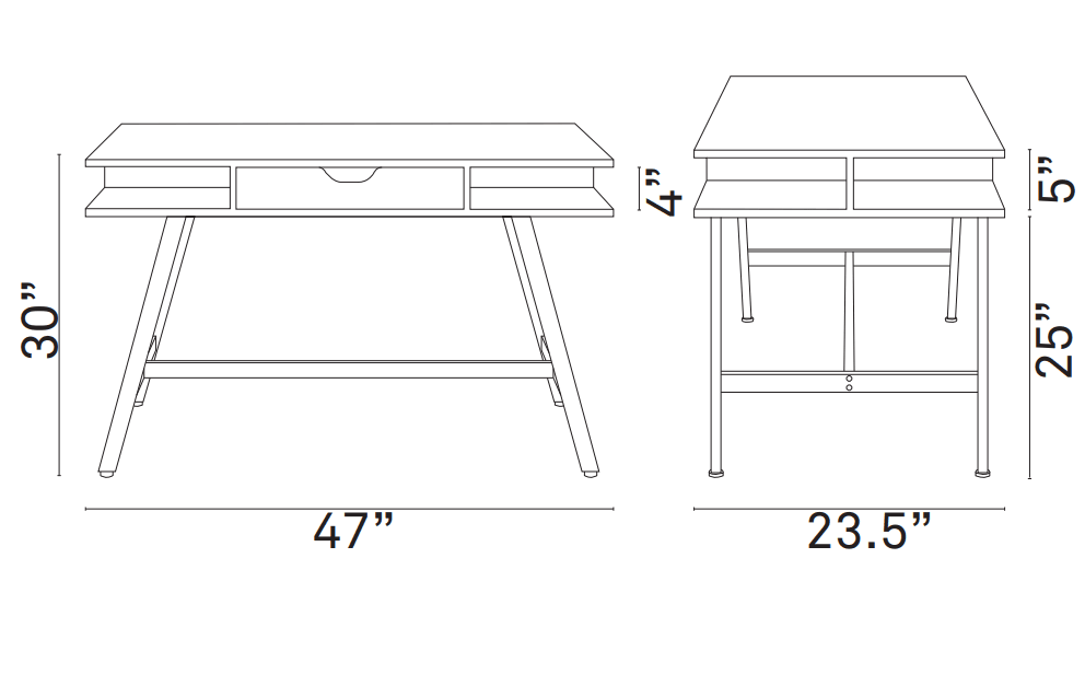 Rebecca Office Desk Open Shelf and Middle Drawer by Plugsus Home Furniture - Vysn