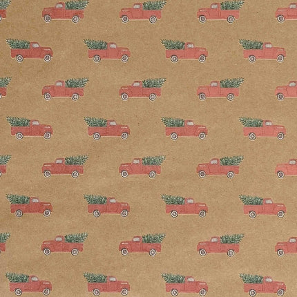 Red Pickup Truck Christmas Gift Wrap by Present Paper - Vysn