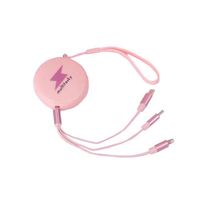 Retractable 3-Port USB Keychain - Pink - VYSN