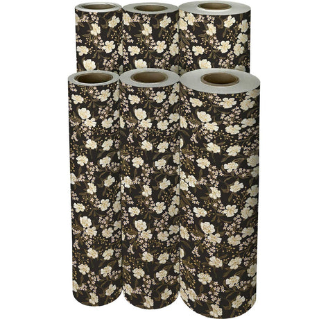 Retro Floral Charcoal Gift Wrap by Present Paper - Vysn