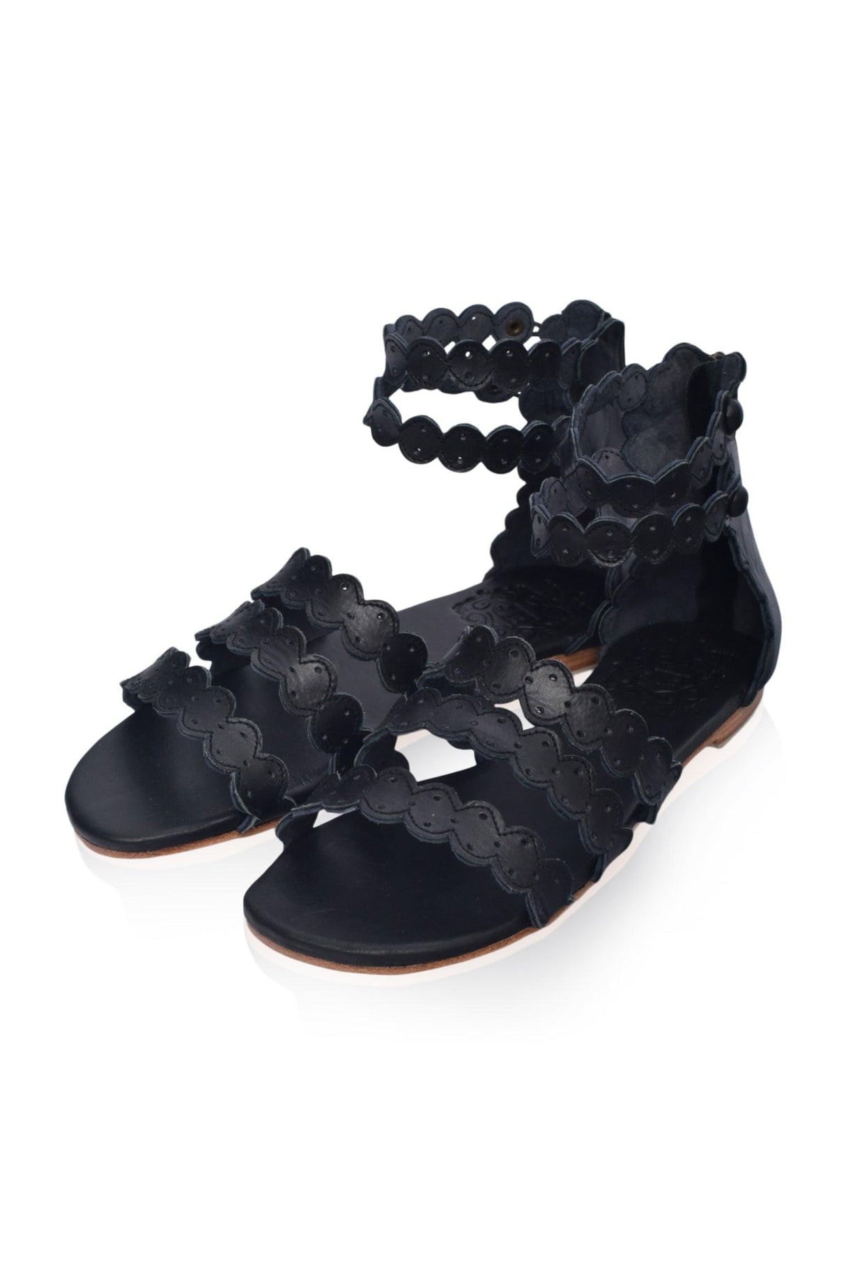 Rimini Boho Leather Sandals by ELF - Vysn