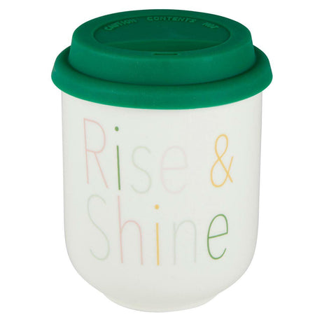 Rise & Shine Ceramic To Go Mug | Holds 16 oz. | Eco Mug with Silicone Lid and Sleeve by The Bullish Store - Vysn