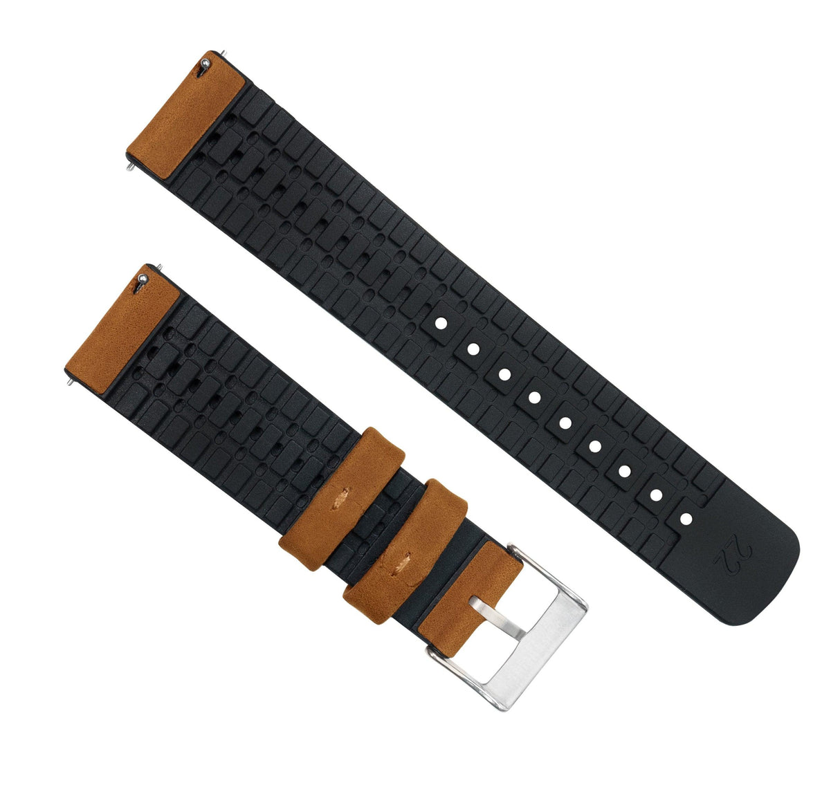 Samsung Galaxy Watch3 | Leather and Rubber Hybrid | Cedar Brown by Barton Watch Bands - Vysn