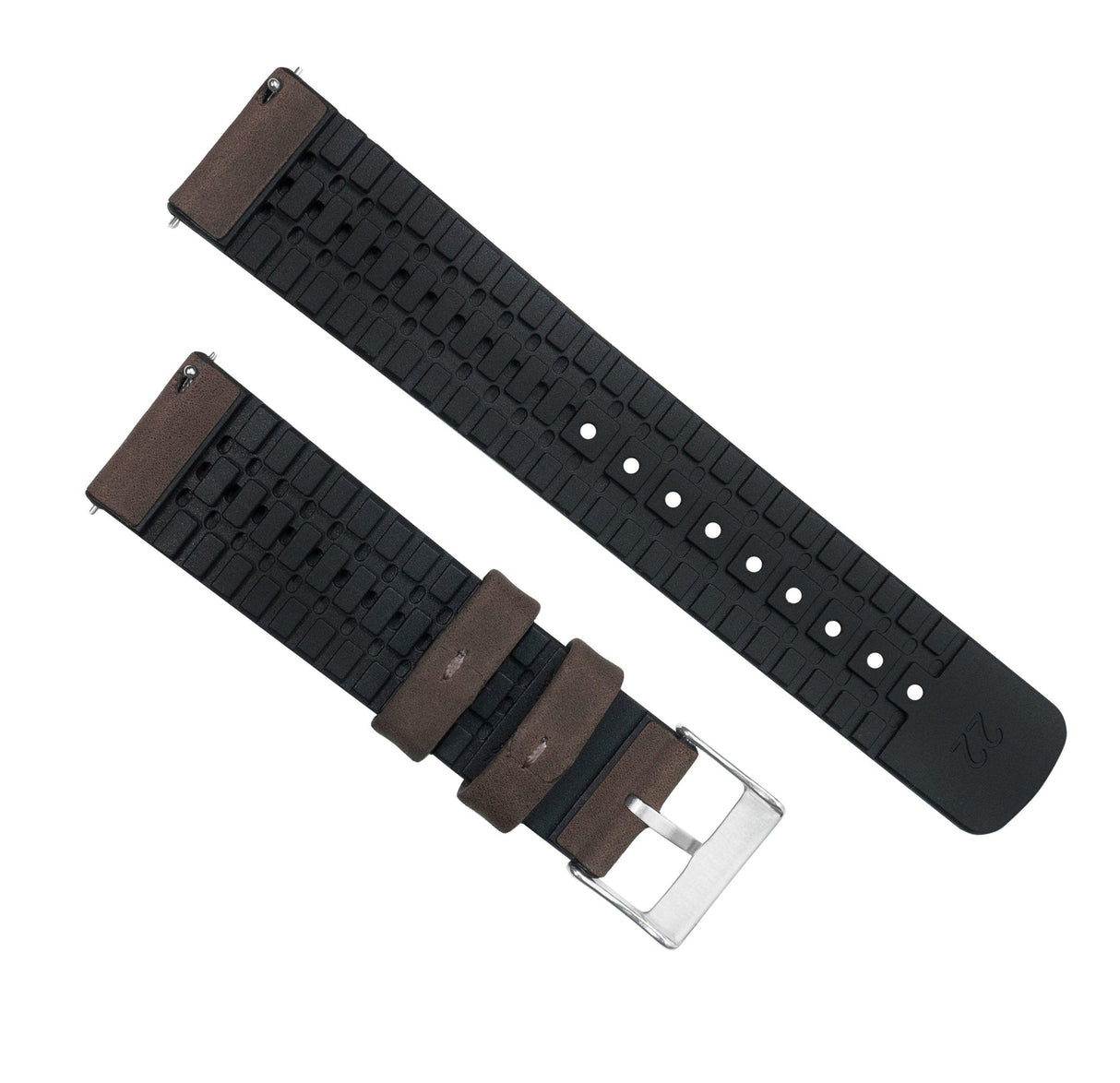 Samsung Galaxy Watch3 | Leather and Rubber Hybrid | Smoke Brown by Barton Watch Bands - Vysn