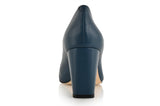 Sandra Indigo Blue Soft Lux Leather/ Black Soft Lux Leather Cap Toe by Joan Oloff Shoes - Vysn