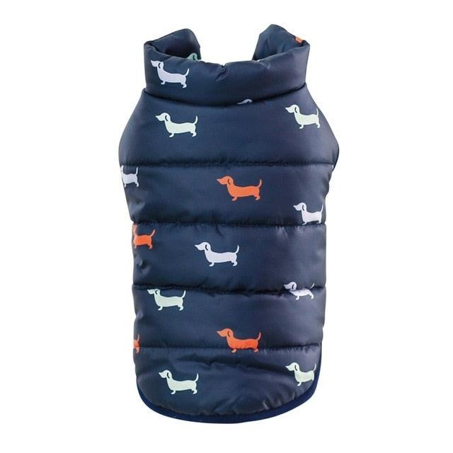 Sausage Dog Print Winter Vest (Size chart avaiable) by Dach Everywhere - Vysn