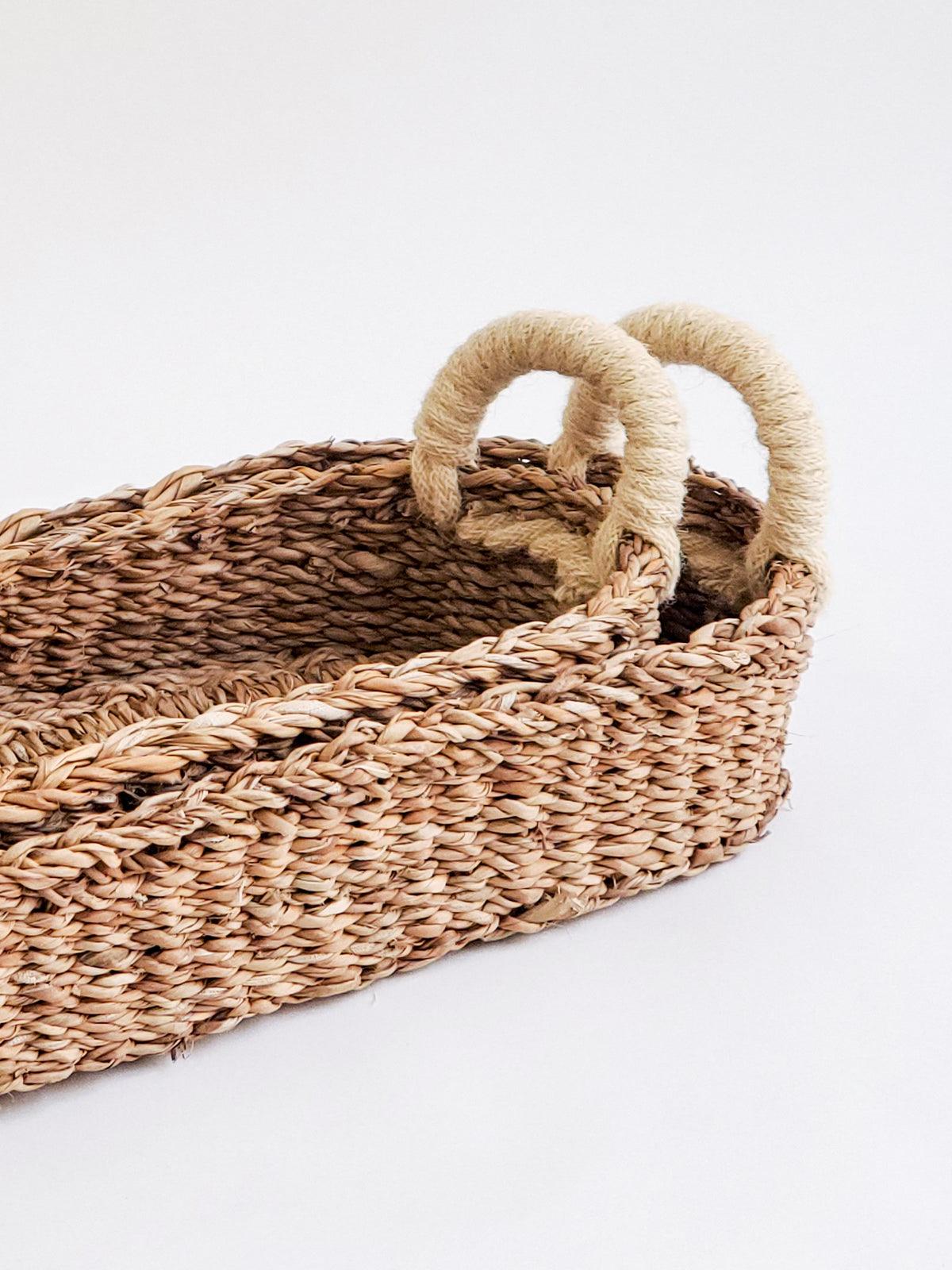 Savar Bread Basket with White Handle by KORISSA - Vysn