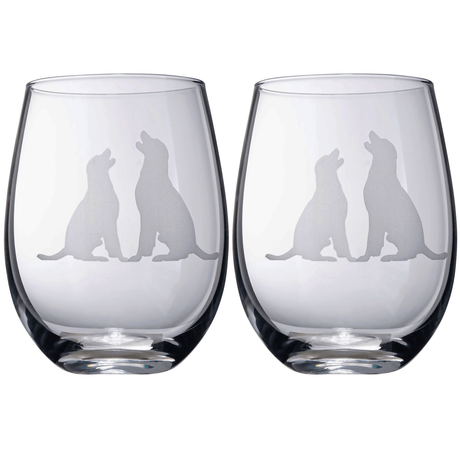 Set of 2 Labrador Dog Stemless Wine Glasses by The Wine Savant - Lab Retriever Puppy & Doggy Lover Him & Her - Dogs Silhouette - Glass Gifts Etched Tumblers for Anniversary, Wedding, Home Bar Gifts by The Wine Savant - Vysn