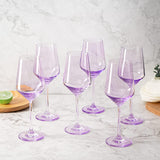 Set of 6 Colored Wine Glasses - 12 oz Hand Blown Italian Style Crystal Bordeaux Wine Glasses - Premium Stemmed Colored Glassware - Unique Drinking Glasses (6, Lavender Purple) by The Wine Savant - Vysn