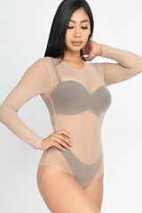 Sexy Sheer Mesh Long Sleeve Bodysuit - VYSN