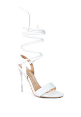 Sheeny Clear Stiletto Lace Up Sandal by Blak Wardrob - Vysn