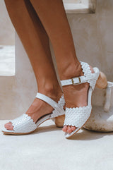 Sicily Wooden Heel Woven Sandals by ELF - Vysn