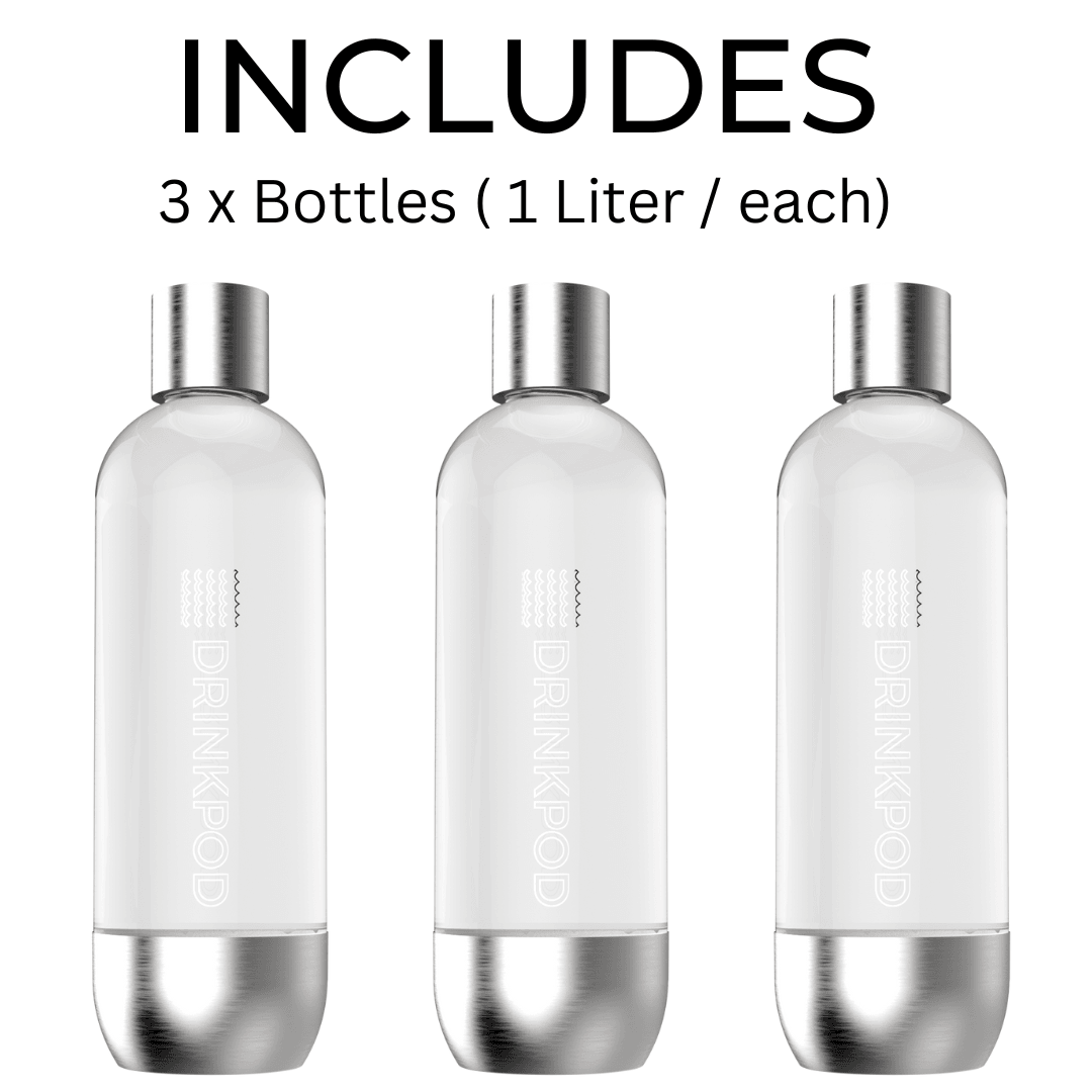 SODAPod Pro Stainless Steel Premium Sparkling Water Machine | Includes 3 x Bottles by Drinkpod - Vysn