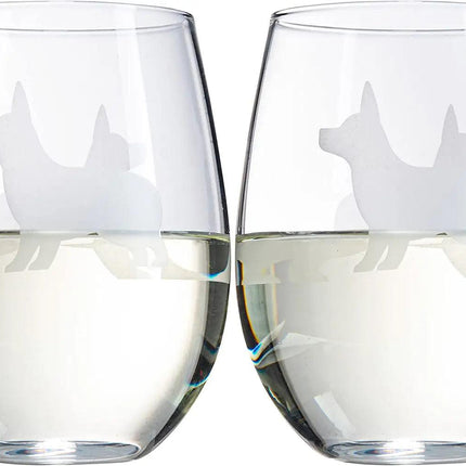 Stemless Wine Glasses Set of 2 by The Wine Savant - Puppy & Dog Lover Glass Gifts Etched Tumblers for Anniversary, Wedding, Home Bar Gifts (Corgi) by The Wine Savant - Vysn