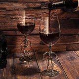 Stemmed Skeleton Wine Glass Set of 2 by The Wine Savant - 12oz Skeleton Glasses 10" H, Goth Gifts, Skeleton Gifts, Skeleton Decor, Spooky Wine Gift Set, Perfect for Halloween Themed Parties by The Wine Savant - Vysn