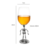 Stemmed Skeleton Wine Glass Set of 2 by The Wine Savant - 12oz Skeleton Glasses 10" H, Goth Gifts, Skeleton Gifts, Skeleton Decor, Spooky Wine Gift Set, Perfect for Halloween Themed Parties by The Wine Savant - Vysn