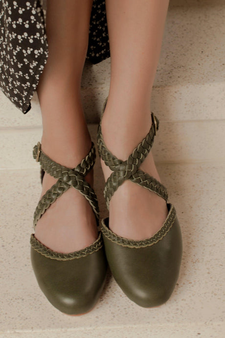 Tallulah Braided Leather Flats by ELF - Vysn