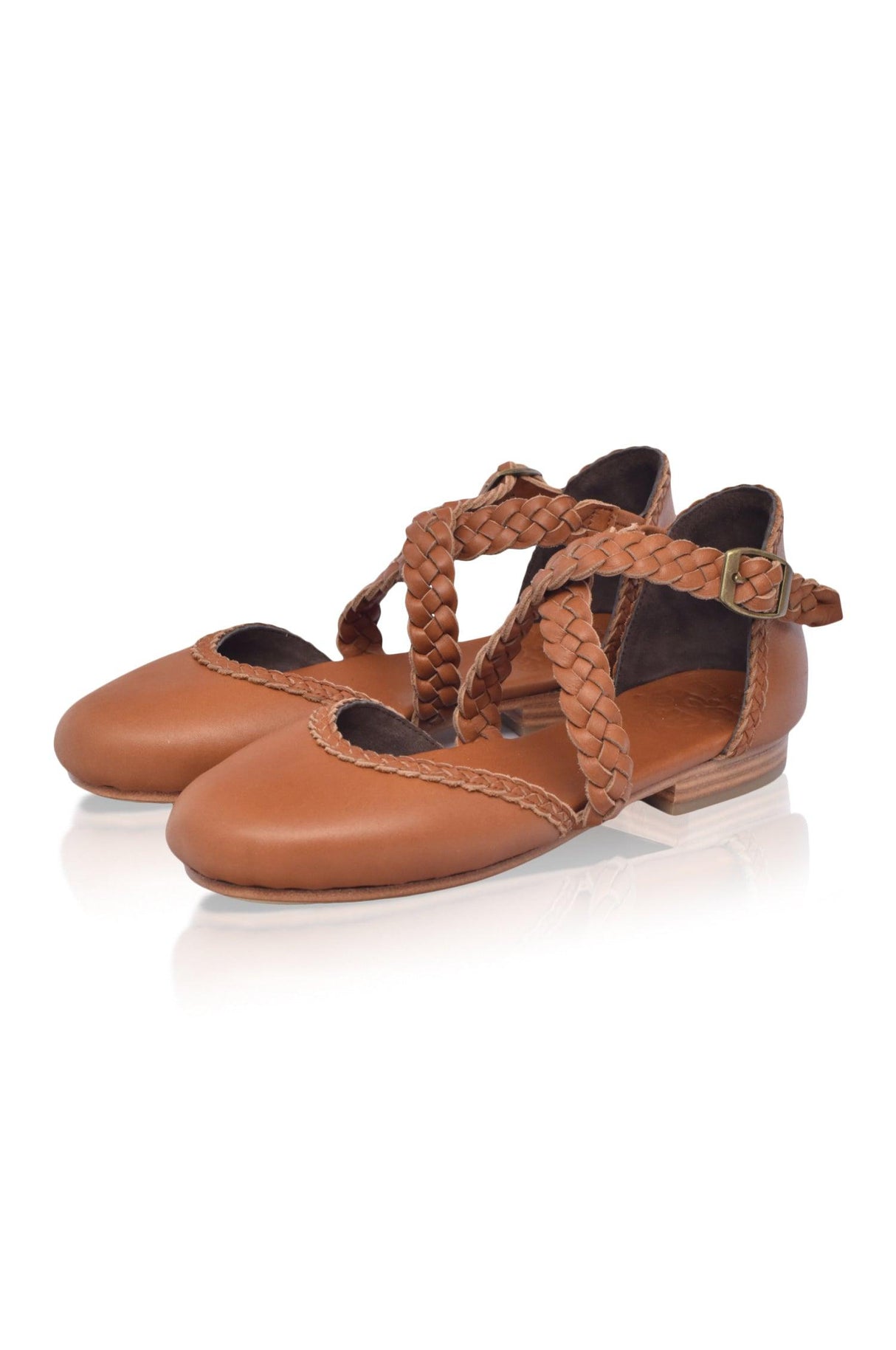 Tallulah Braided Leather Flats by ELF - Vysn