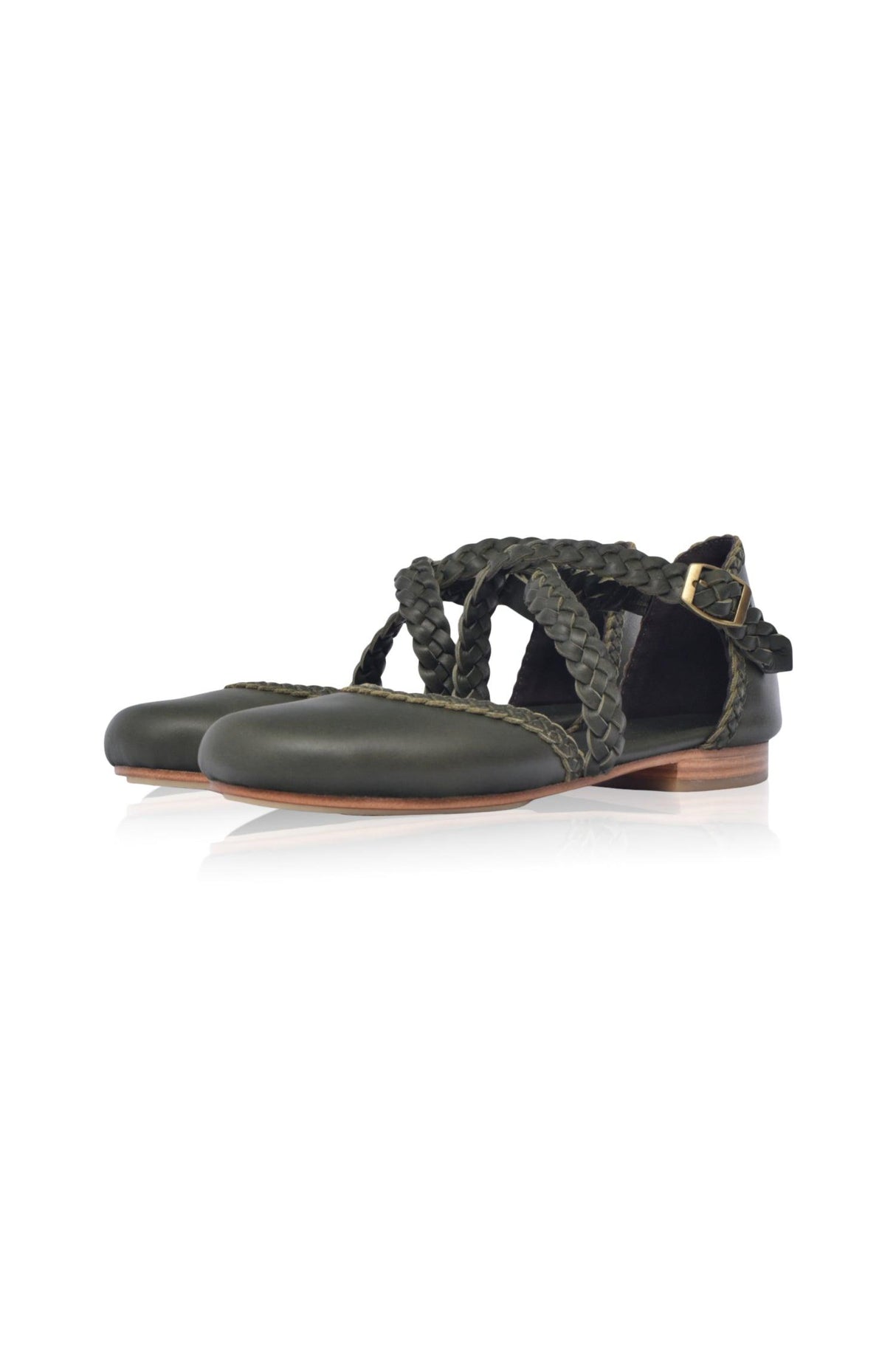 Tallulah Braided Leather Flats by ELF - Vysn