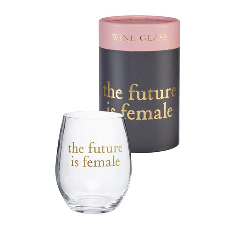 The Future Is Female Stemless Wine Glass with Gorgeous Cylinder Gift Box by The Bullish Store - Vysn