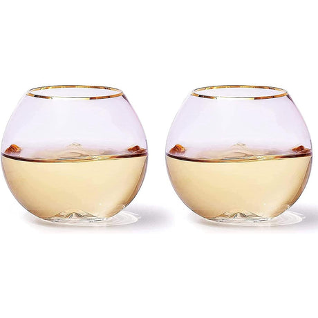 The Wine Savant Colored Blush Pink & Gilded Rim Wine Glass, Large 18oz Glasses 2-Set Vibrant Color Vintage Tumblers for White & Red, Water, No Stem Glasses, Gift Idea (Stemless Wine glasses) by The Wine Savant - Vysn