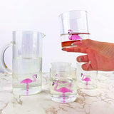 The Wine Savant Flamingo Pitcher & 4 Glasses Set Decanter with 4 Pink Flamingo Glasses 9oz Elegant Glass Set, Great for Water Iced Tea, Sangria, Lemonade, and More! 1300ml 9" H, Cute! by The Wine Savant - Vysn