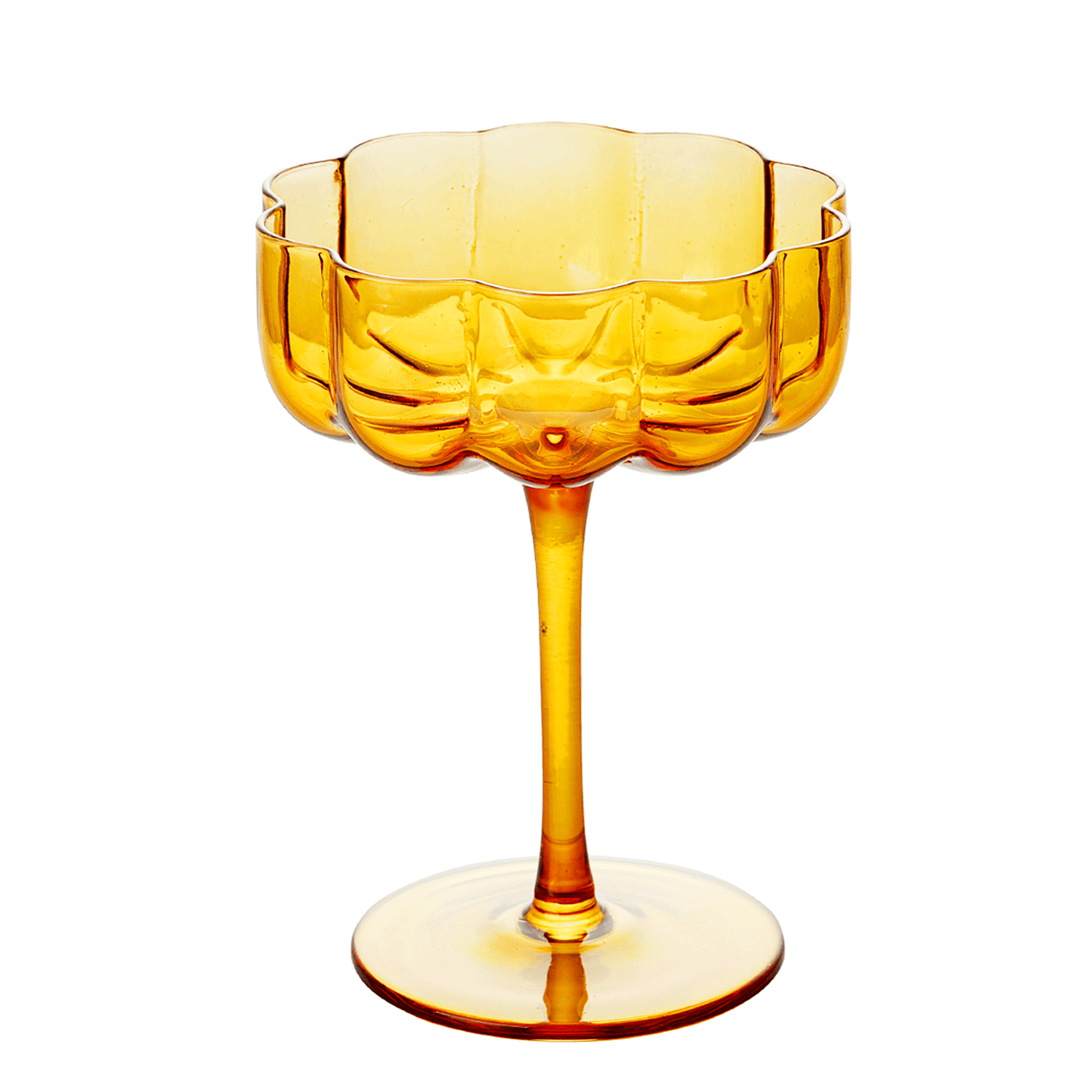 The Wine Savant Flower Vintage Glass Coupes 7oz Colorful Cocktail, Martini & Champagne Glasses, Prosecco, Mimosa Glasses Set, Cocktail Glass Set, Bar Glassware Luster Glasses 3.9" X 5.1" (Amber) by The Wine Savant - Vysn