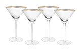 The Wine Savant Gold Rim Glasses 10 oz, Set of 4 Gold Rim Classic Manhattan Glasses For Martini, Cocktails, Champagne, Water & Wine - Classic Coupes Gilded Rimed, Crystal with Stems, Coupe by The Wine Savant - Vysn