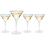 The Wine Savant Gold Rim Glasses 10 oz, Set of 4 Gold Rim Classic Manhattan Glasses For Martini, Cocktails, Champagne, Water & Wine - Classic Coupes Gilded Rimed, Crystal with Stems, Coupe by The Wine Savant - Vysn