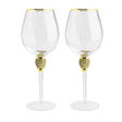 The Wine Savant Large Diamond Wine Glasses, Gold Rim Rhinestone Diamond Glasses - Wedding Glasses - 15 Ounce, Premium Designed Wine Glasses for Spirits and Wine, Gift Boxed (2, Clear) by The Wine Savant - Vysn