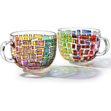 The Wine Savant Renaissance Stained Glass Windows Mugs, Artisanal Hand Painted Set of 2 - Gift Idea for Her, Him, Birthday, Mom, Housewarming - Art Deco Coffee and Tea Set 3.5" H X 4" W (Mugs) by The Wine Savant - Vysn