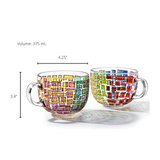 The Wine Savant Renaissance Stained Glass Windows Mugs, Artisanal Hand Painted Set of 2 - Gift Idea for Her, Him, Birthday, Mom, Housewarming - Art Deco Coffee and Tea Set 3.5" H X 4" W (Mugs) by The Wine Savant - Vysn