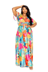 Tropical floral maxi skirt & top set - Vysn