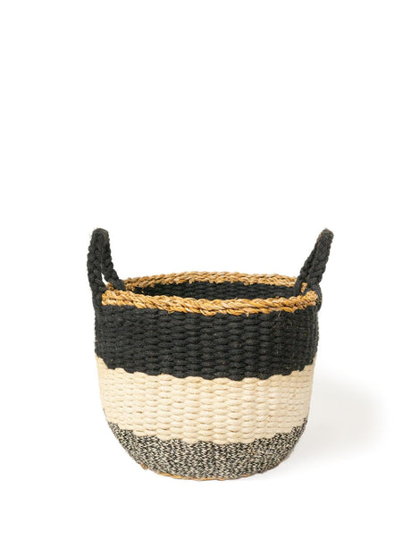 Ula Stripe Basket - Black by KORISSA - Vysn