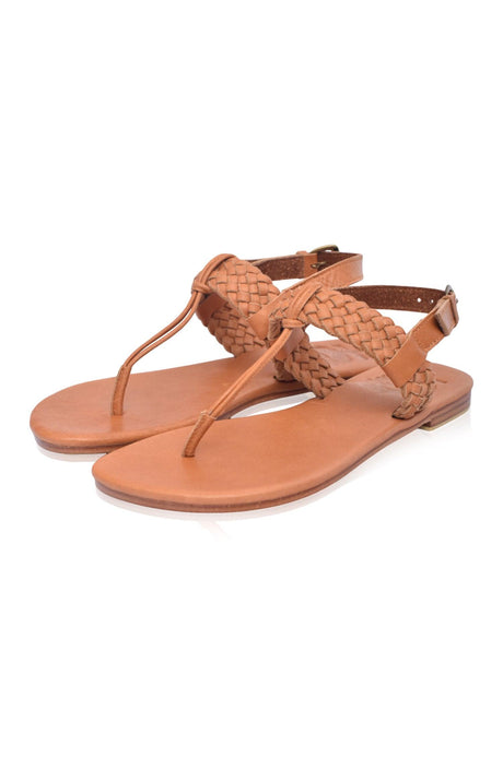 Venetian T-strap Leather Sandals by ELF - Vysn