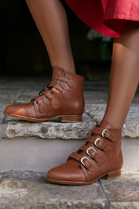 Wild Rose Leather Ankle Booties by ELF - Vysn