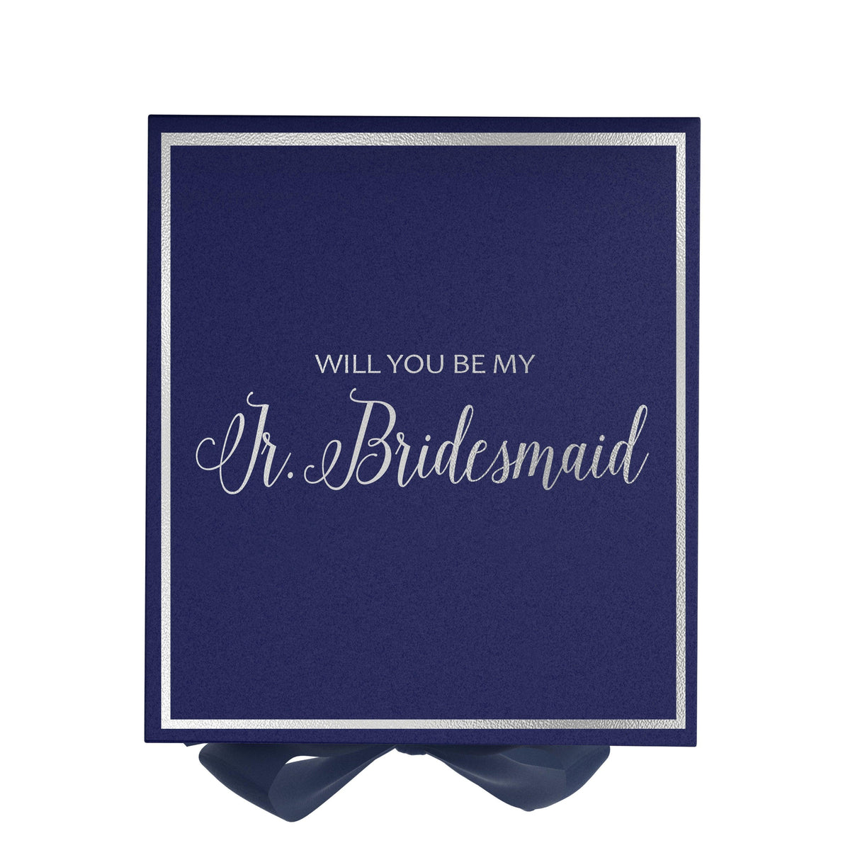 Will You Be My Jr Bridesmaid? Proposal Box Navy - Border by Tshirt Unlimited - Vysn