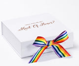 Will You Be My maid of honor? Proposal Box White - No Border - Rainbow Ribbon by Tshirt Unlimited - Vysn