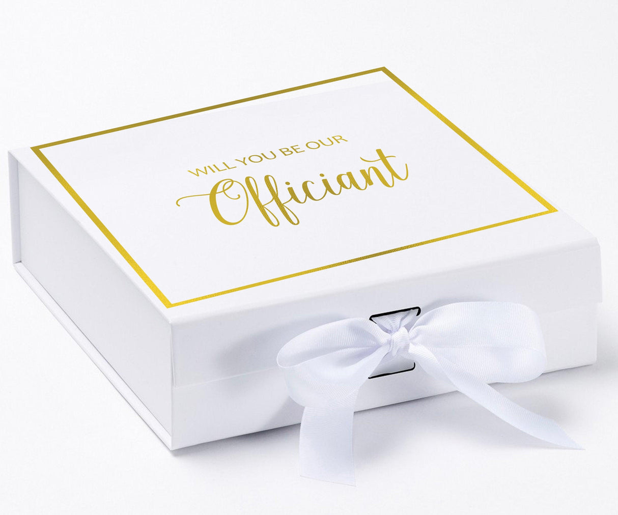 Will You Be our Officiant? Proposal Box White - Border by Tshirt Unlimited - Vysn