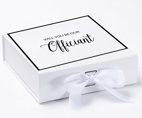 Will You Be our Officiant? Proposal Box White - Border by Tshirt Unlimited - Vysn