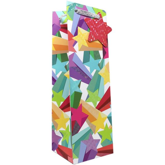 Wine Bottle Birthday Gift Bags, Bright Stars with Holographic Accents by Present Paper - Vysn