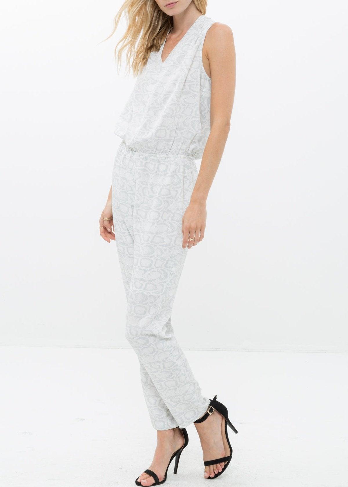 Women's Light Formal Sleeveless V-Neck Jumpsuit by Shop at Konus - Vysn