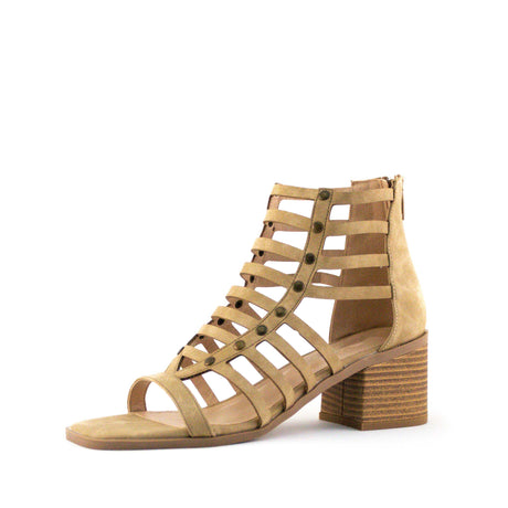 Women's Mina Strappy Block Heel Sandals Natural by Nest Shoes - Vysn