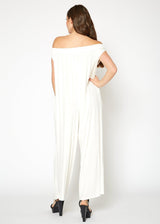 Women's Off Shoulder Wide Leg Jumpsuit With Pockets by Shop at Konus - Vysn