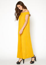 Women's Off Shoulder Wide Leg Jumpsuit With Pockets by Shop at Konus - Vysn