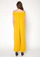 Women's Off Shoulder Wide Leg Jumpsuit With Pockets by Shop at Konus - Vysn