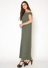 Women's Off Shoulder Wide Leg Jumpsuit With Pockets by Shop at Konus - Vysn