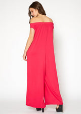 Women's Off Shoulder Wide Leg Jumpsuit With Pockets by Shop at Konus - Vysn