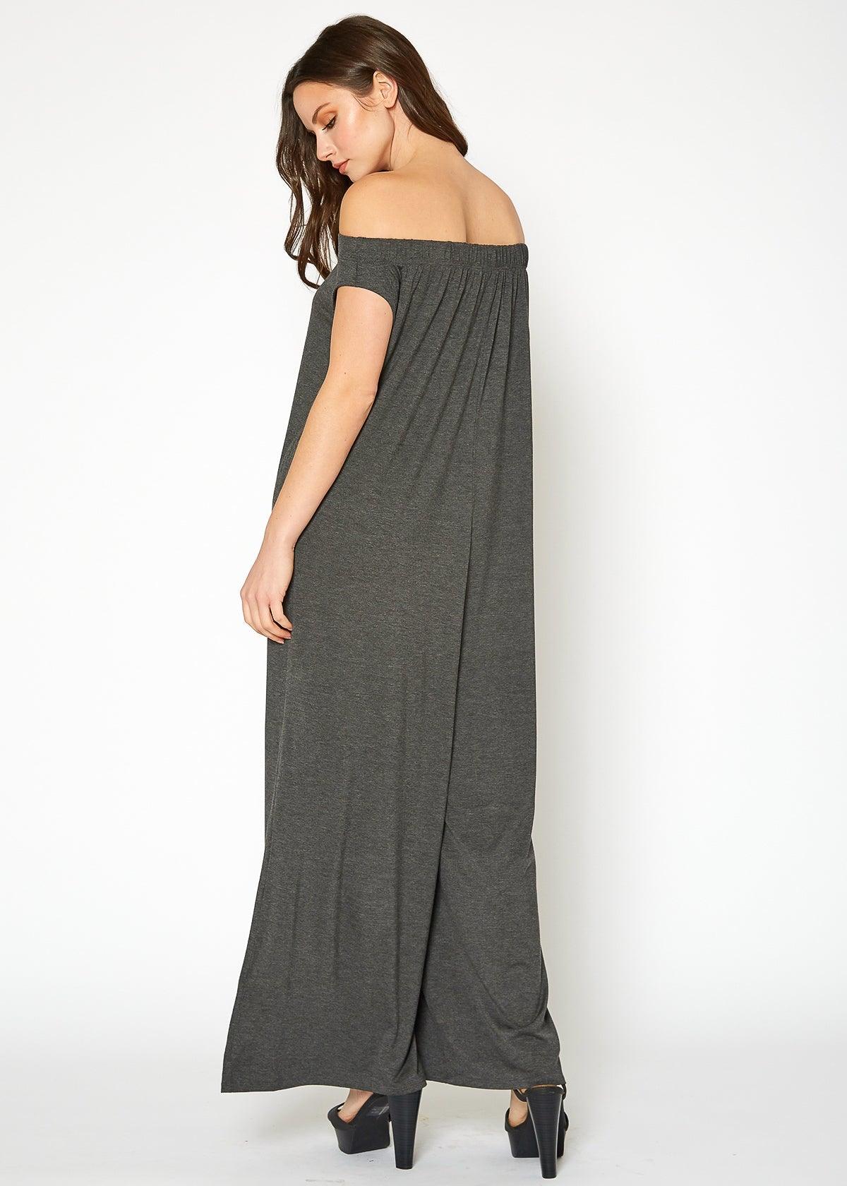 Women's Off Shoulder Wide Leg Jumpsuit With Pockets by Shop at Konus - Vysn