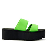 Women's Platform Sandal 2 Band Neon Green by Nest Shoes - Vysn